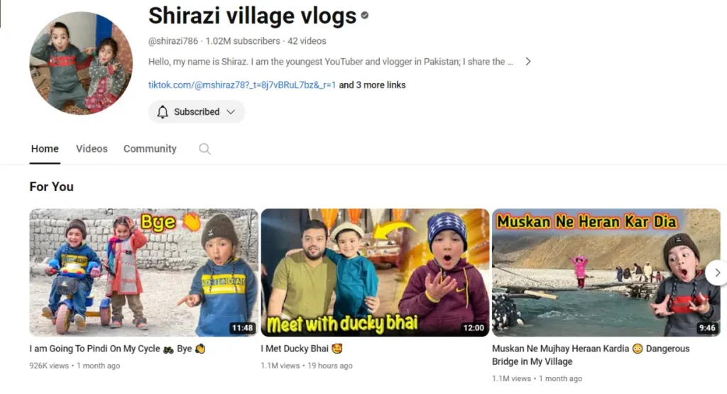 Shirazi Village Vlogs One Million Subscribers Achieve on Youtube